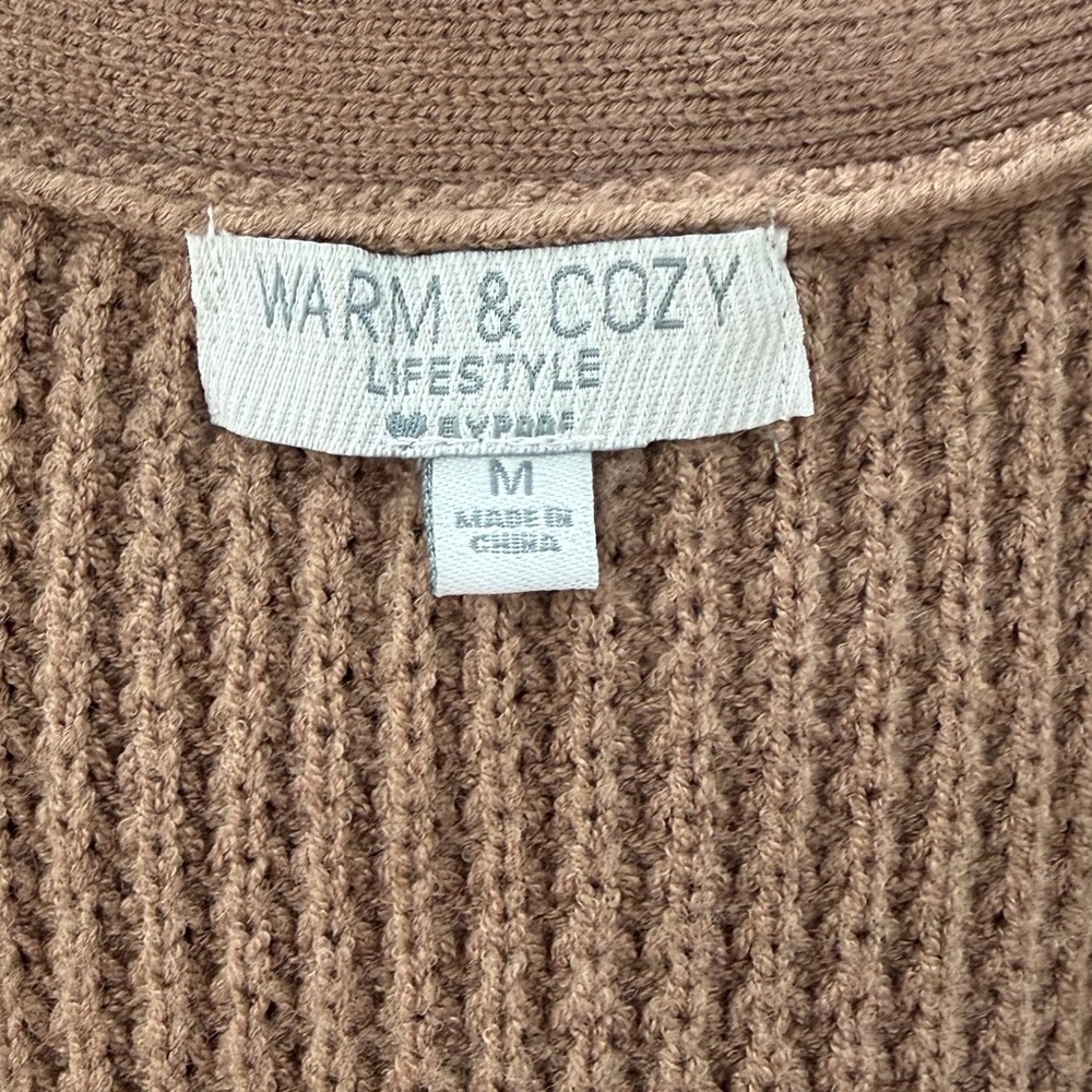 Women's Brown Sleeveless Cardigan - Picture 3 of 3
